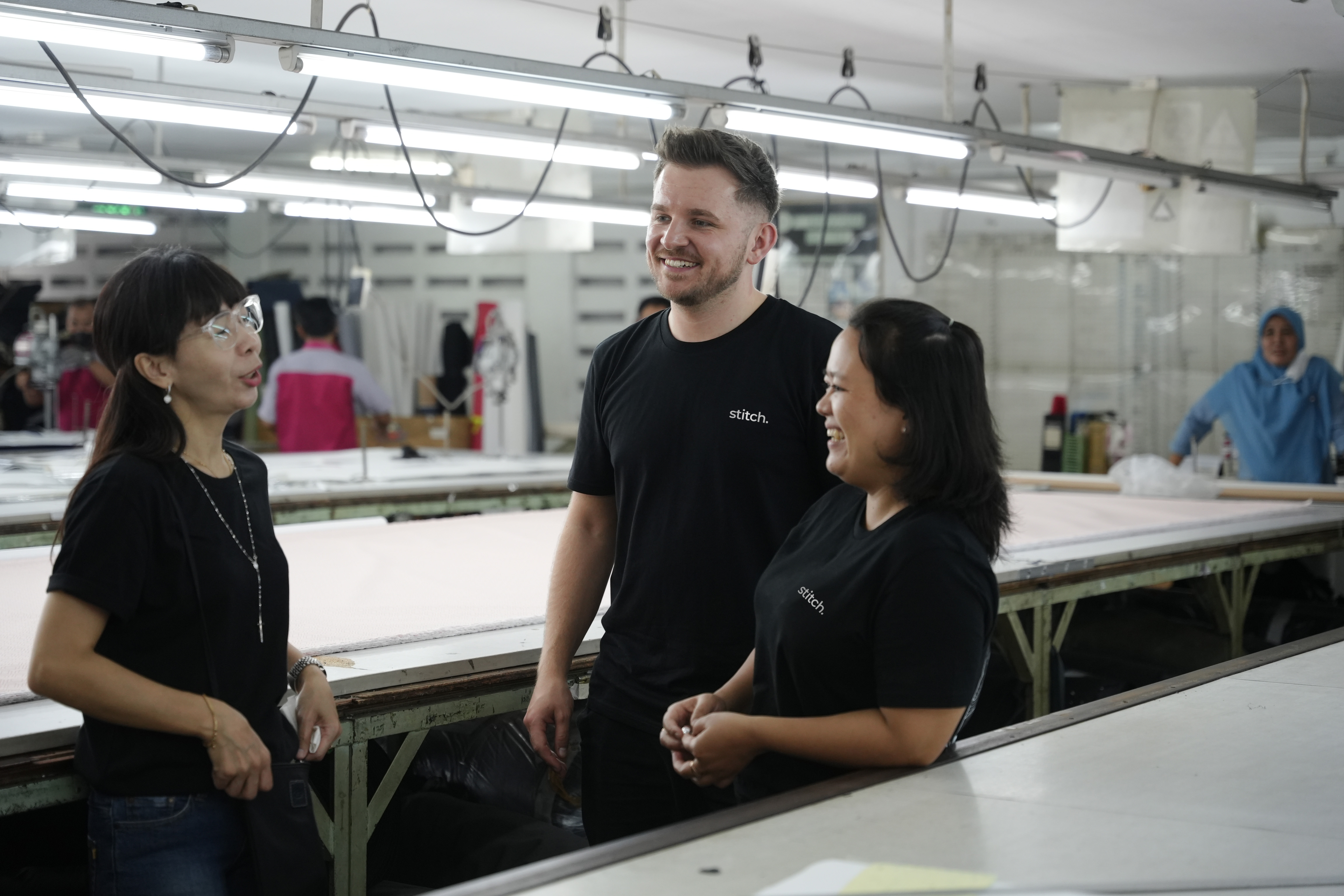 Stitch Creative team on the factory floor