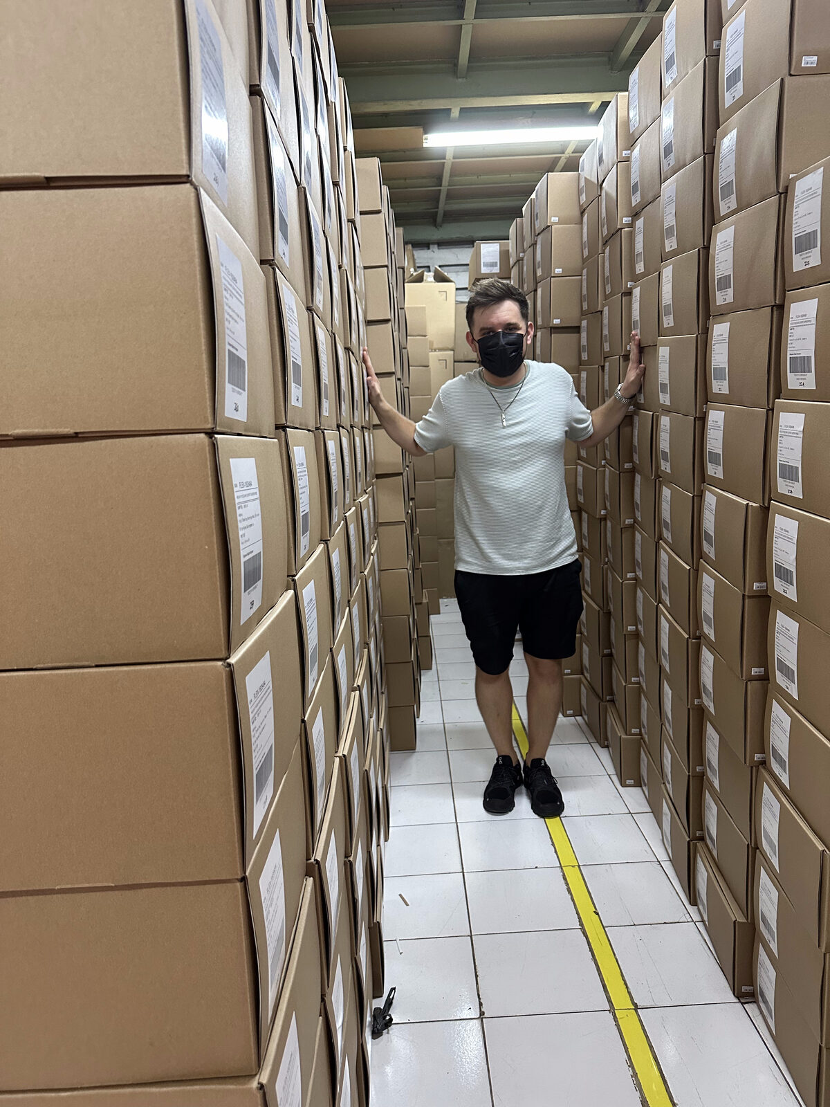 Packed boxes of Mous Tech Pouches ready for shipment