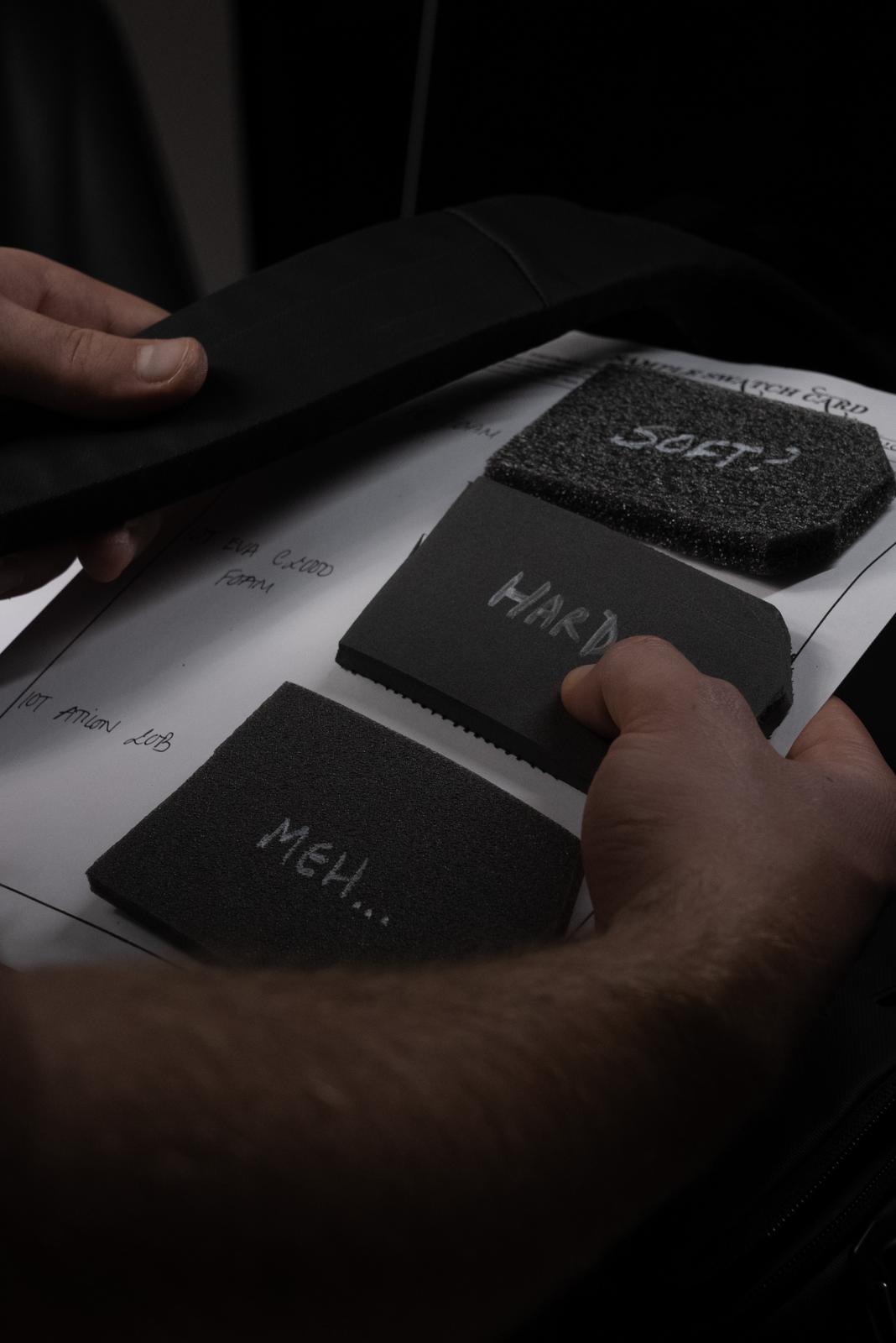 Foam density testing, labelled samples for strap padding selection